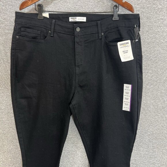 NWT Signature By Levi's Gold Mid Rise Skinny Jeans Women's 34 X 30 Black - Picture 3 of 14